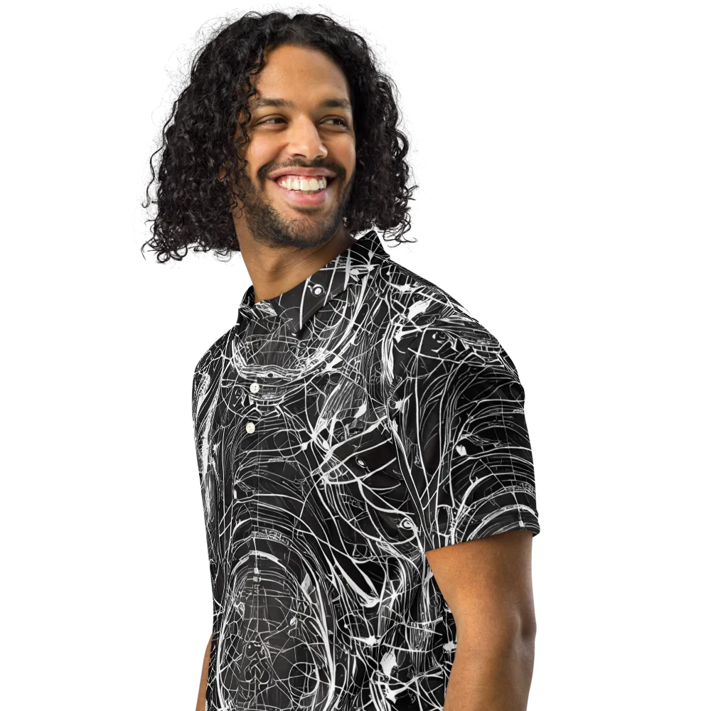 Nexus of Lines on Men's Slim Fit Polo Shirt — Left Front
