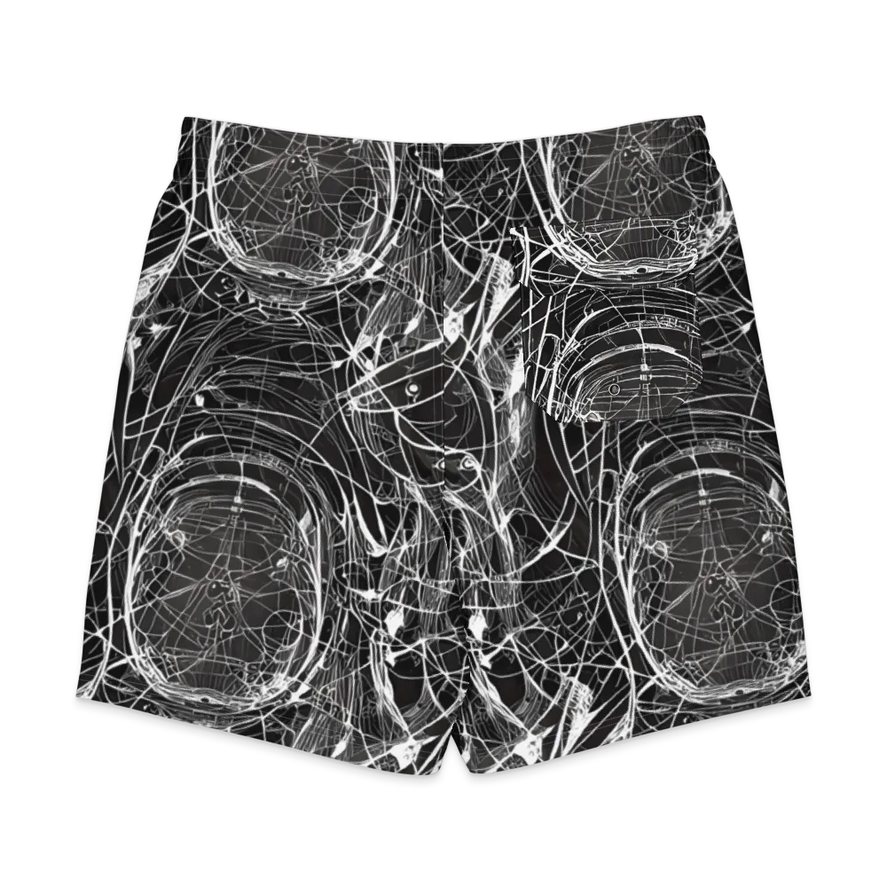 Nexus of Lines on Men's Board Shorts — Back