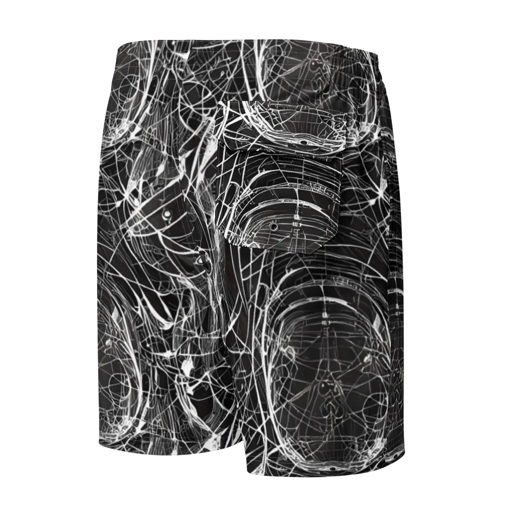 Nexus of Lines on Men's Board Shorts — Back