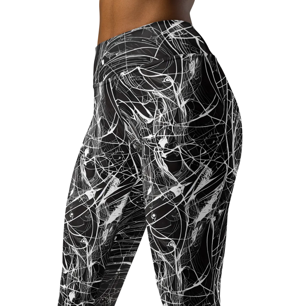 Nexus of Lines on Yoga Leggings — Left Front