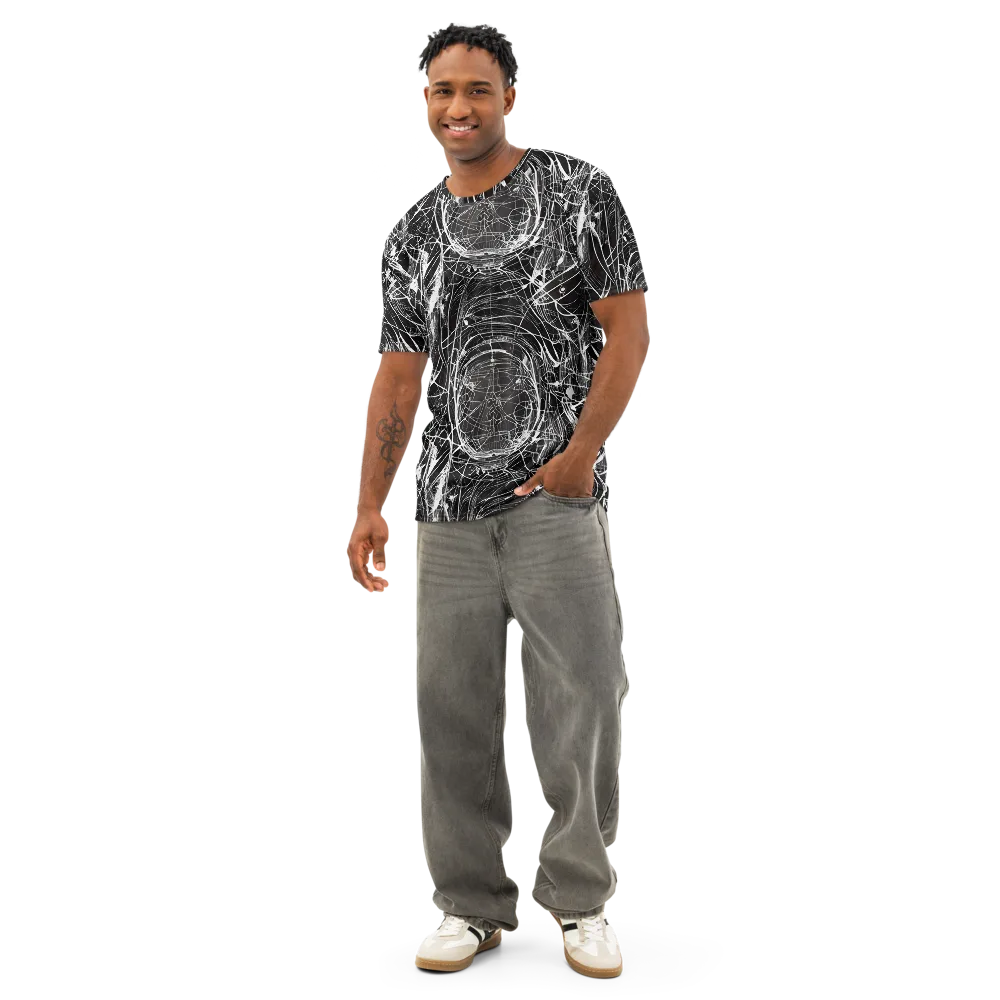 Nexus of Lines on Men's Cotton Crew Neck T-Shirt — Front
