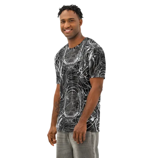 Nexus of Lines on a Men's Cotton Crew Neck T-Shirt