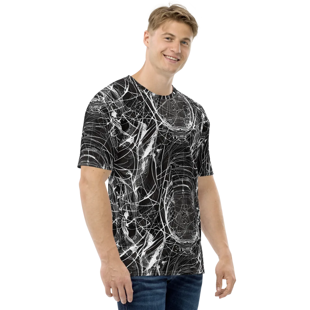 Nexus of Lines on Men's Crew Neck T-Shirt — Right