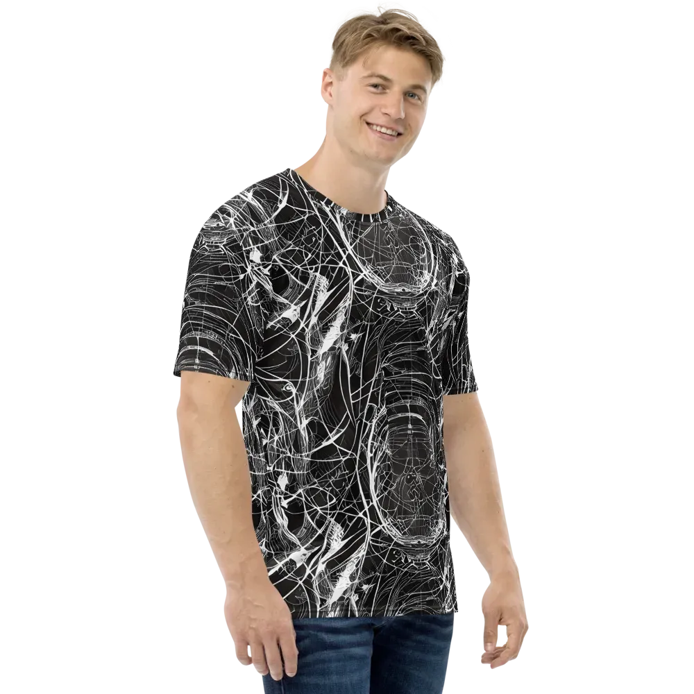 Nexus of Lines on Men's Crew Neck T-Shirt — Right