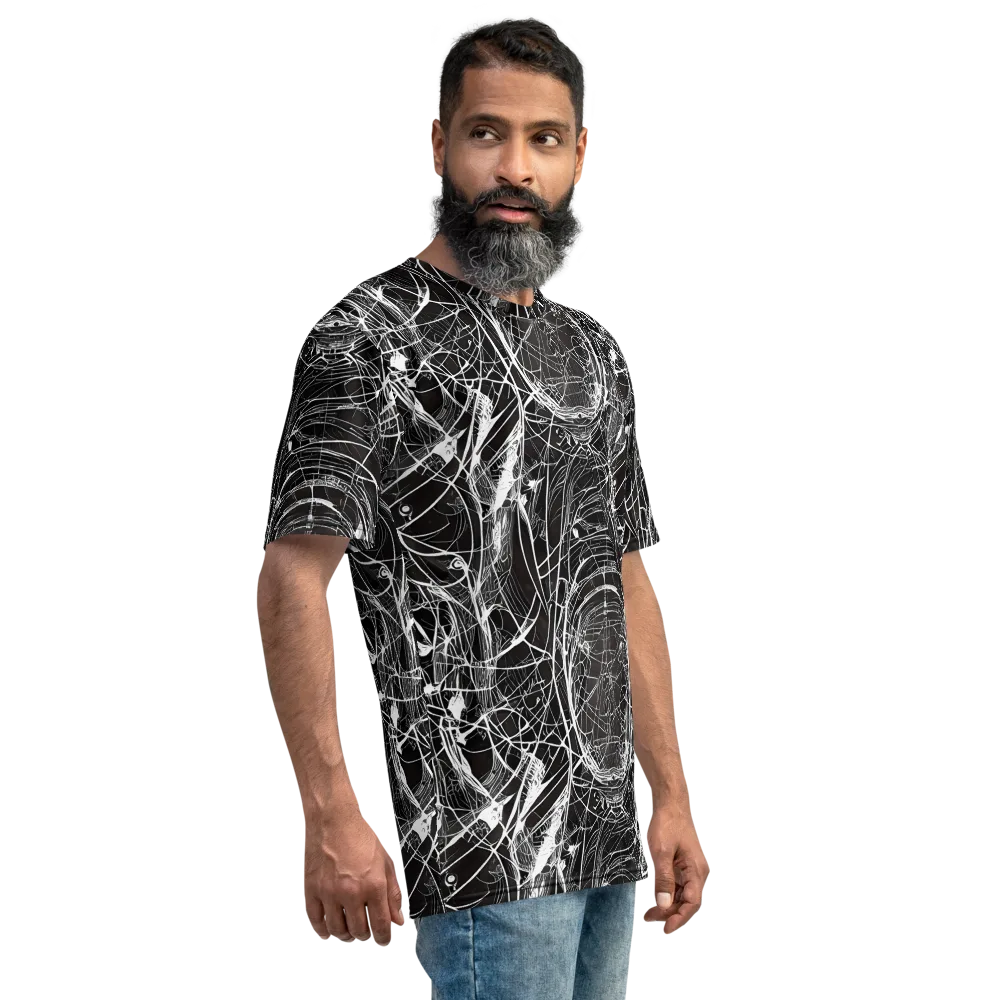 Nexus of Lines on Men's Crew Neck T-Shirt — Right