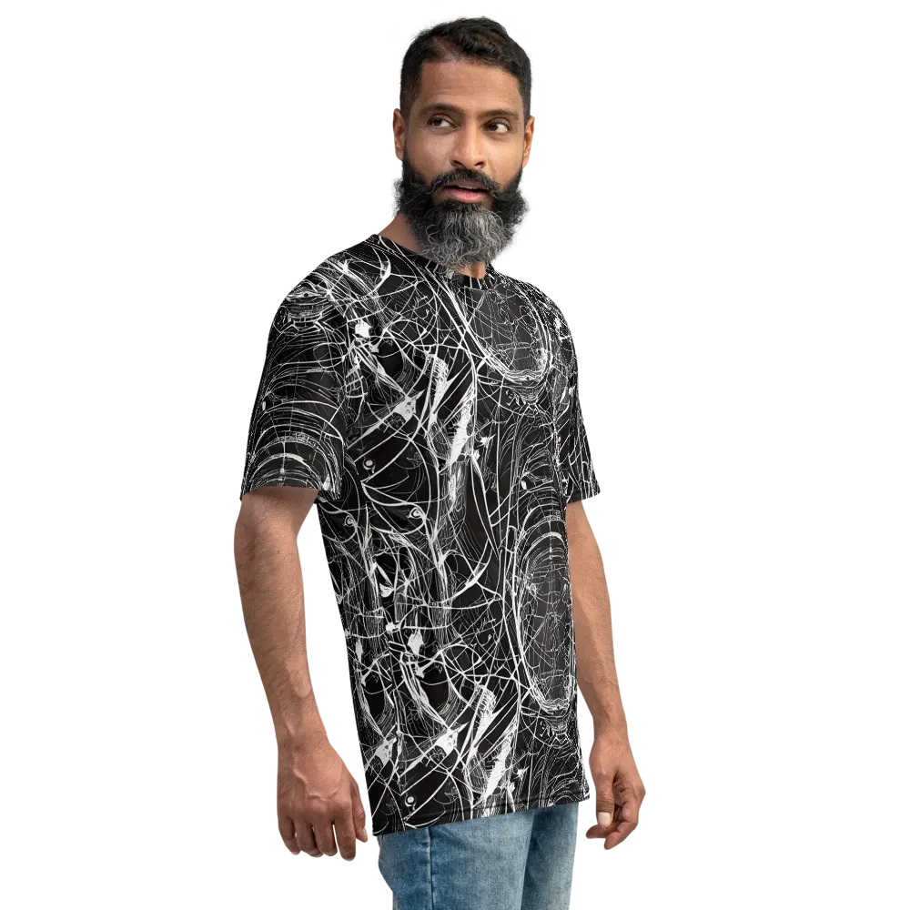 Nexus of Lines on Men's Crew Neck T-Shirt — Right