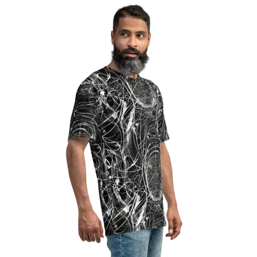 Nexus of Lines on a Men's Crew Neck T-Shirt