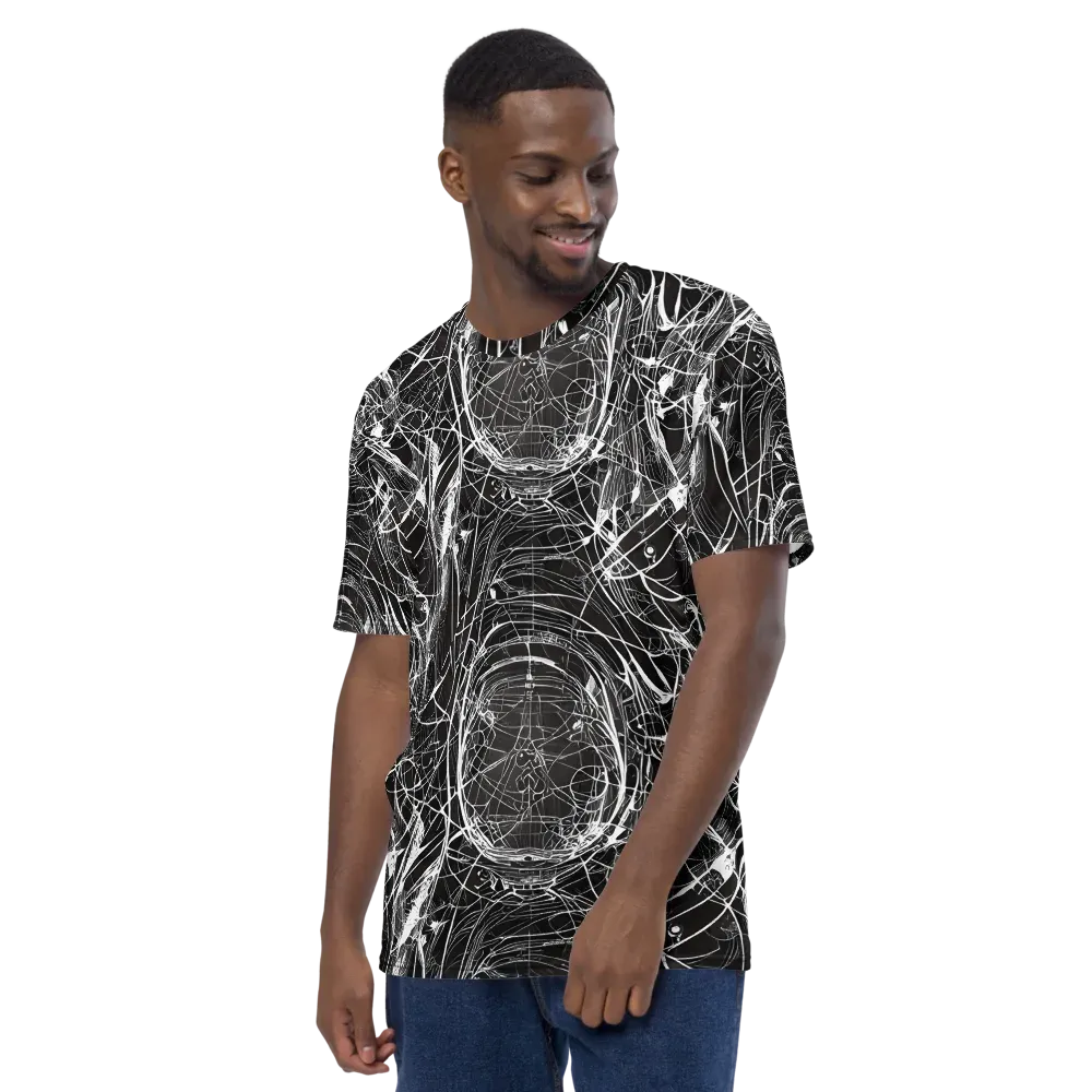 Nexus of Lines on Men's Crew Neck T-Shirt — Left