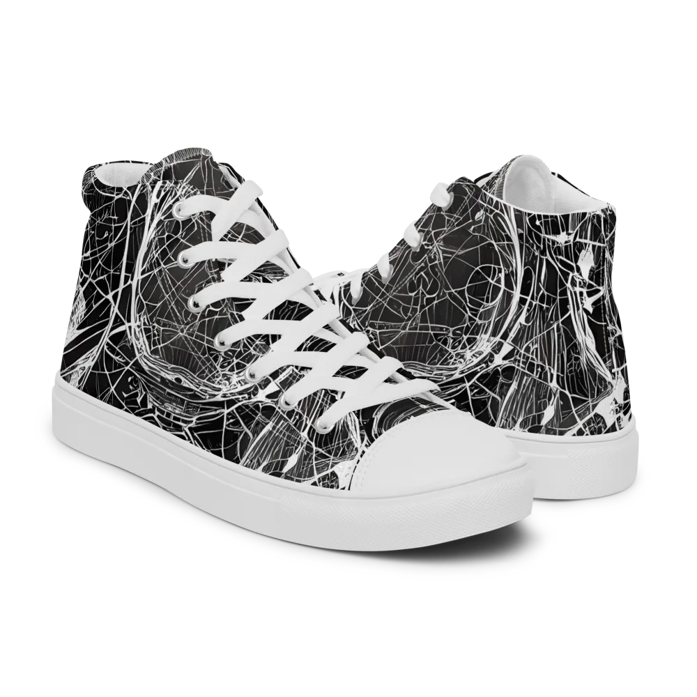 Nexus of Lines on Men's High Top Canvas Shoes — Right