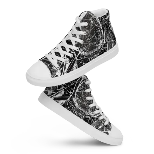 Nexus of Lines on a Men's High Top Canvas Shoes