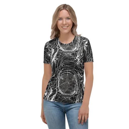 Nexus of Lines on a Women's Crew Neck T-Shirt