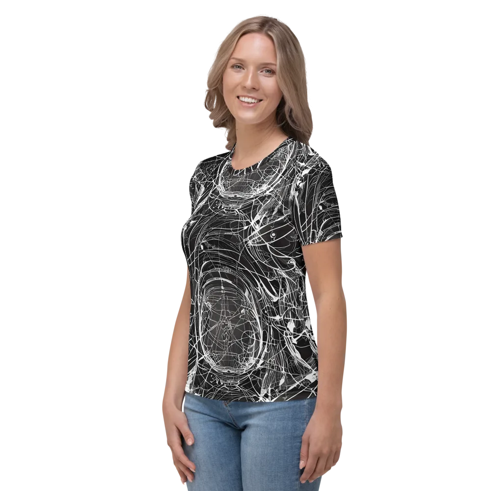 Nexus of Lines on Women's Crew Neck T-Shirt — Left
