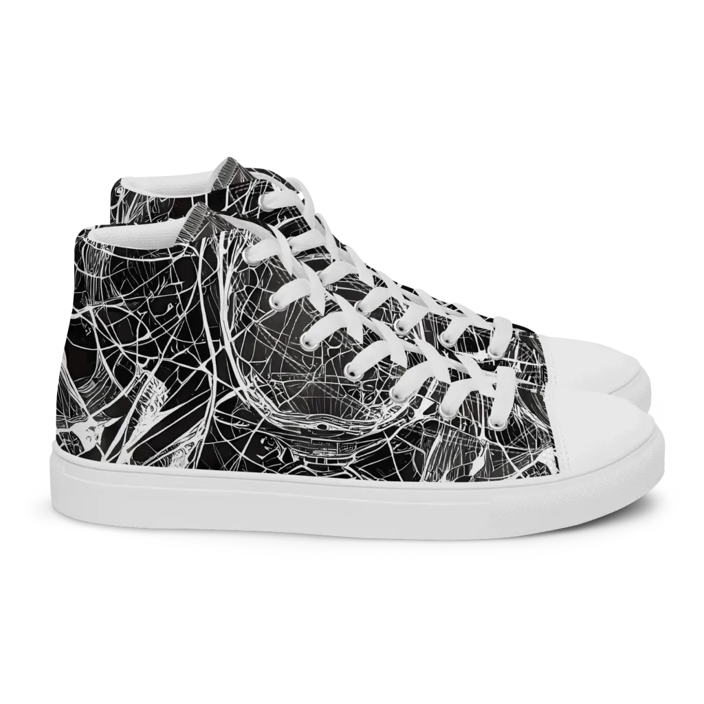 Nexus of Lines on Women's High Top Canvas Shoes — Right