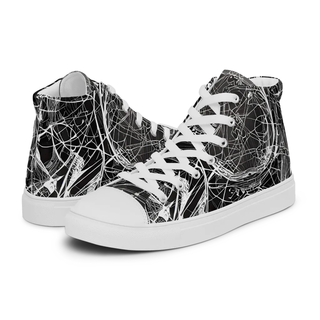 Nexus of Lines on Women's High Top Canvas Shoes — Left