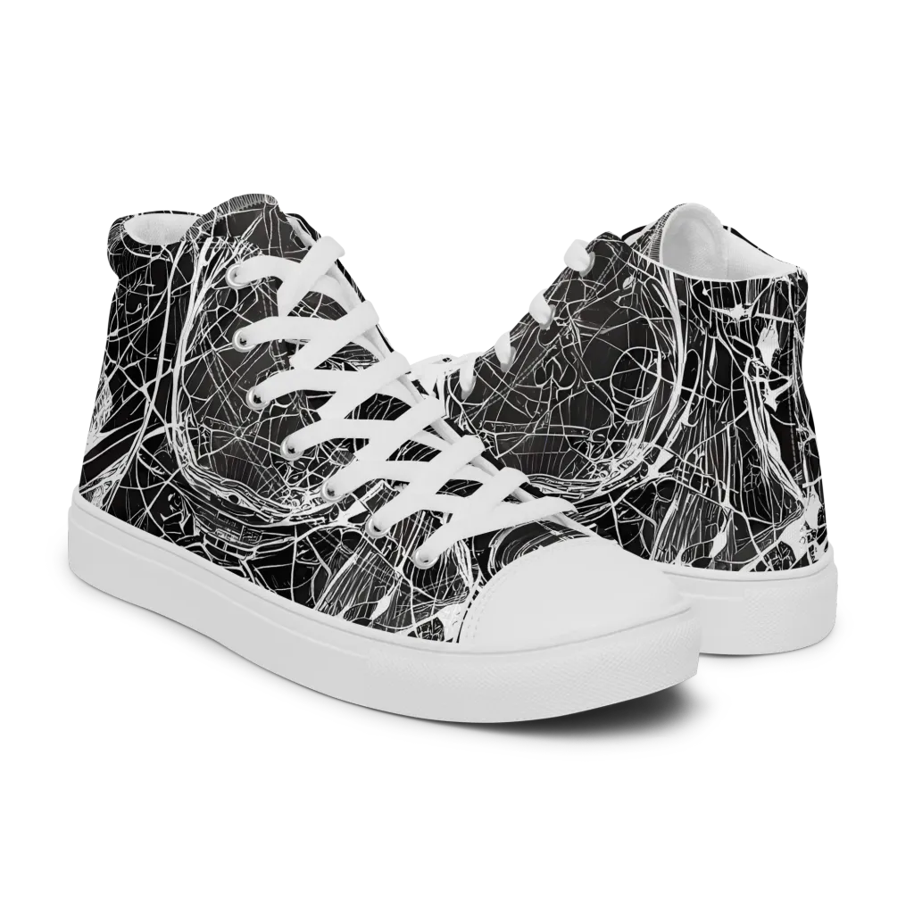 Nexus of Lines on Women's High Top Canvas Shoes — Right