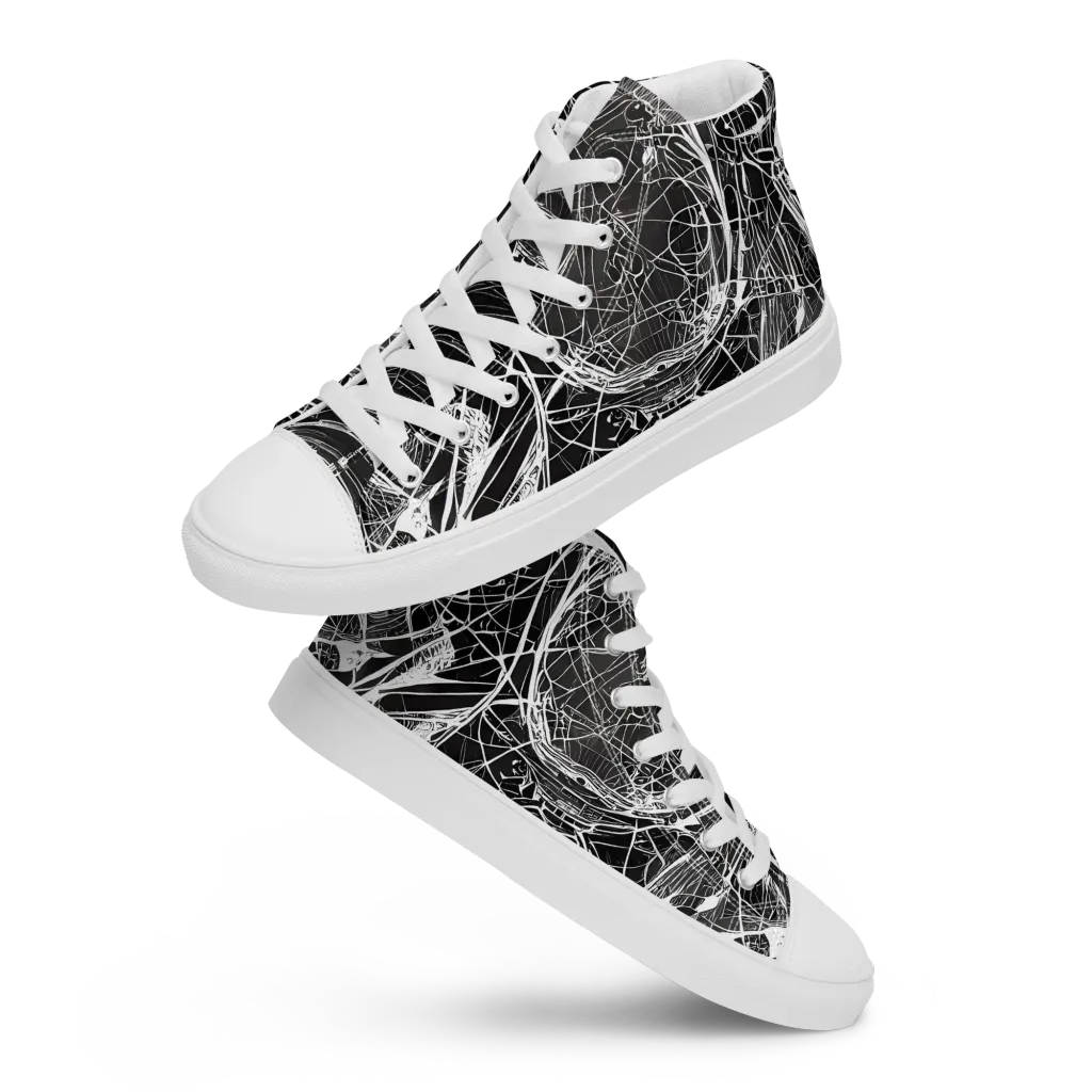 Nexus of Lines on Women's High Top Canvas Shoes — Front