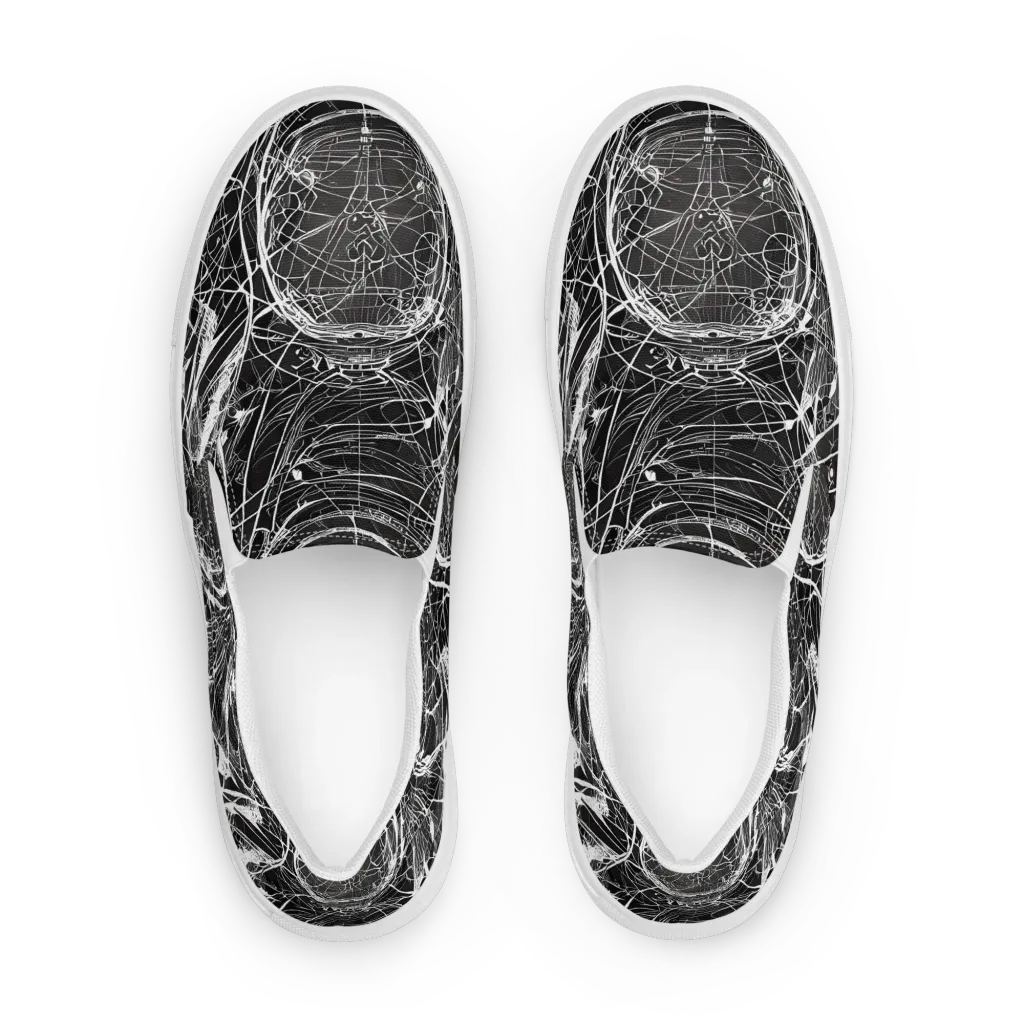 Nexus of Lines on Men's Slip-On Canvas Shoes — Front