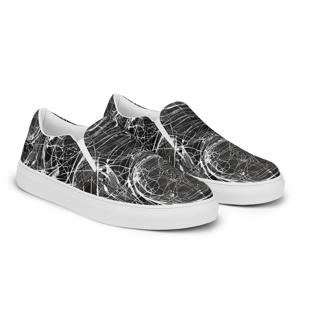 Nexus of Lines on Men's Slip-On Canvas Shoes — Right Front