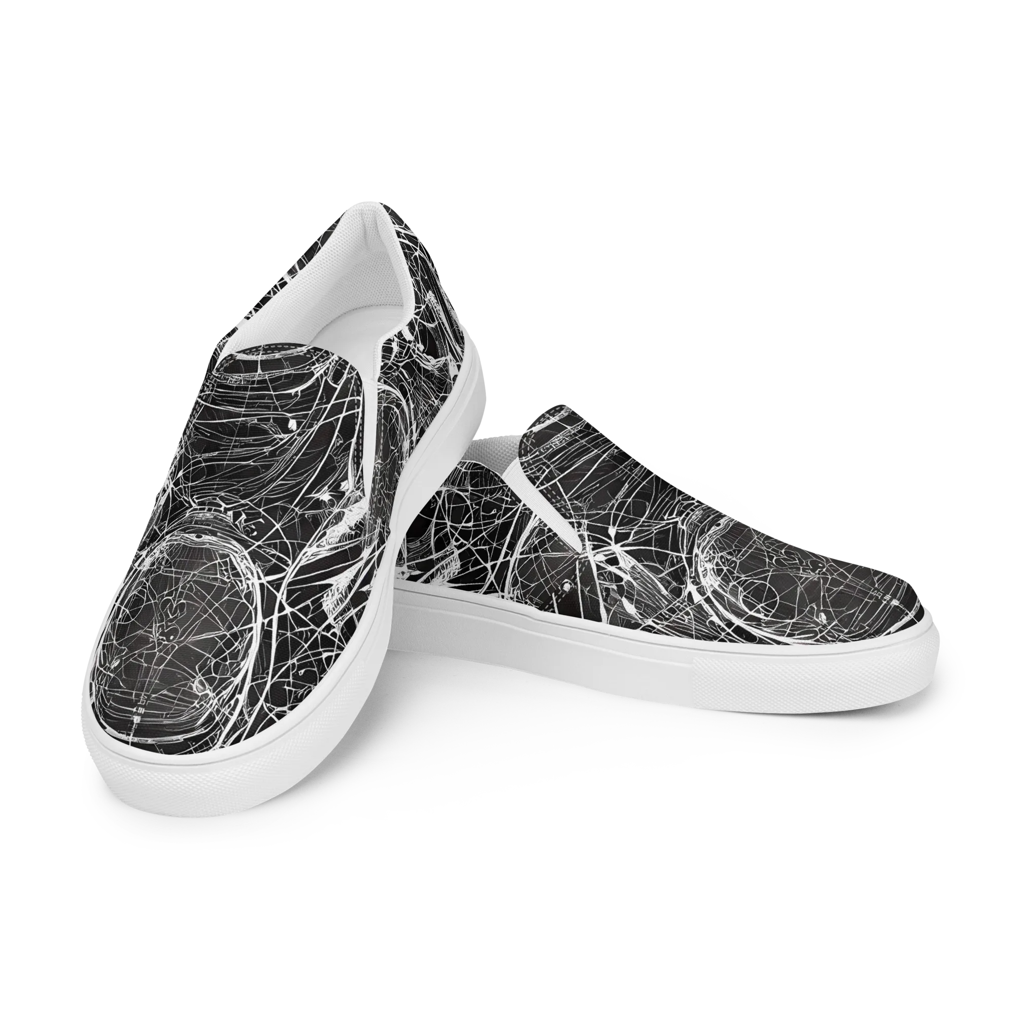 Nexus of Lines on Men's Slip-On Canvas Shoes — Left Front