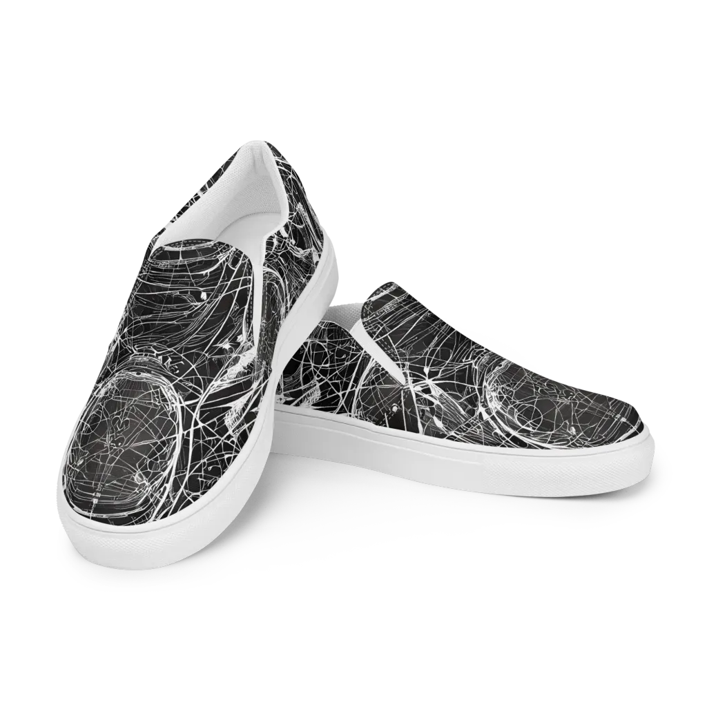 Nexus of Lines on Men's Slip-On Canvas Shoes — Left Front