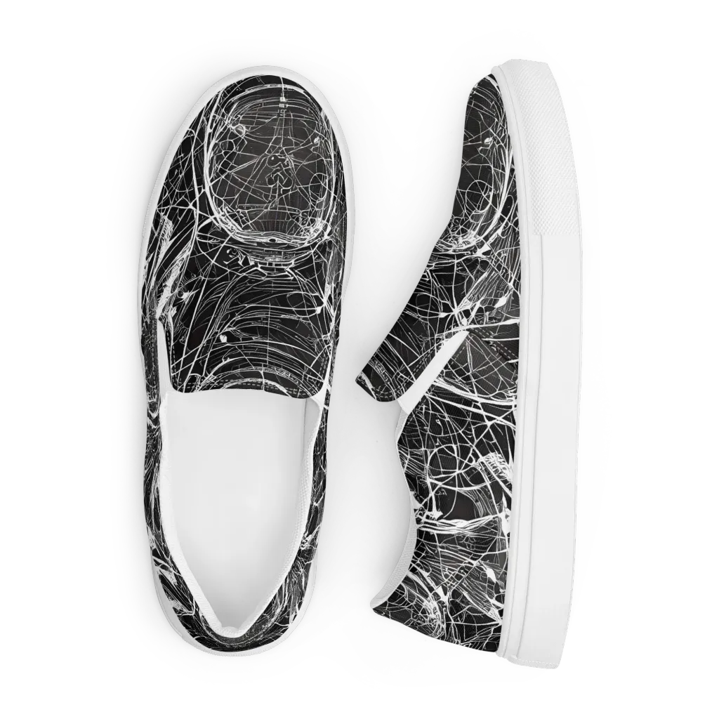 Nexus of Lines on Men's Slip-On Canvas Shoes — Front