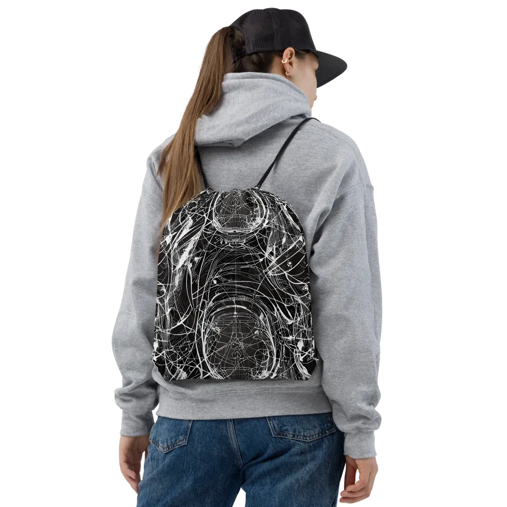 Nexus of Lines on Drawstring Bag — Front