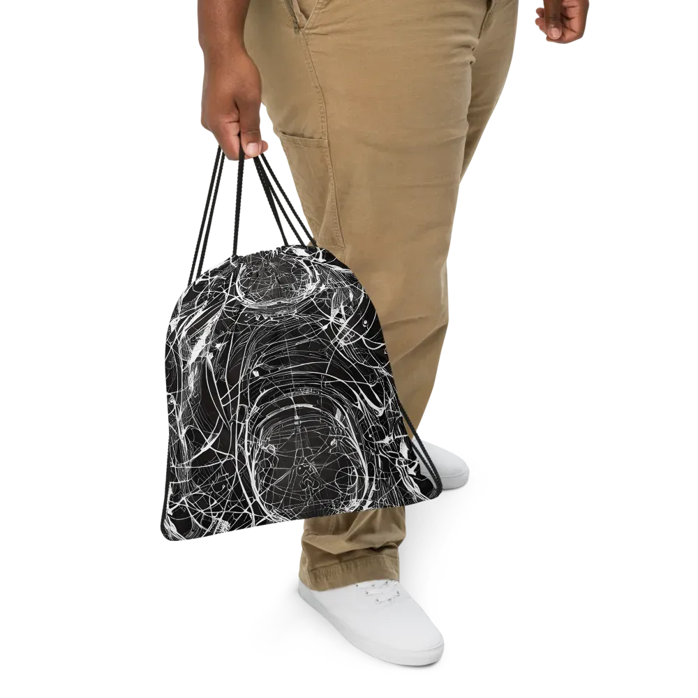 Nexus of Lines on Drawstring Bag — Front