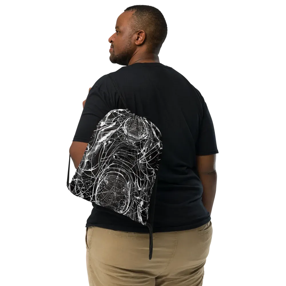 Nexus of Lines on Drawstring Bag — Front