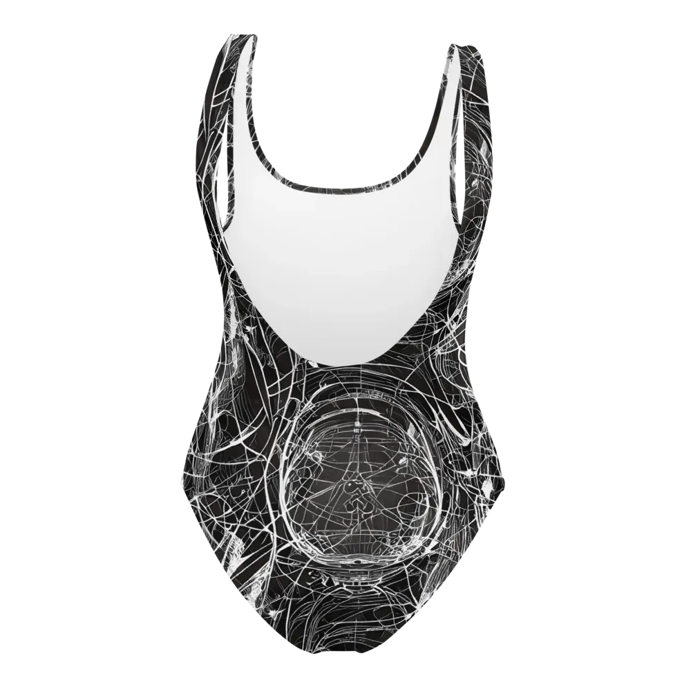 Nexus of Lines on One-Piece Swimsuit — Back