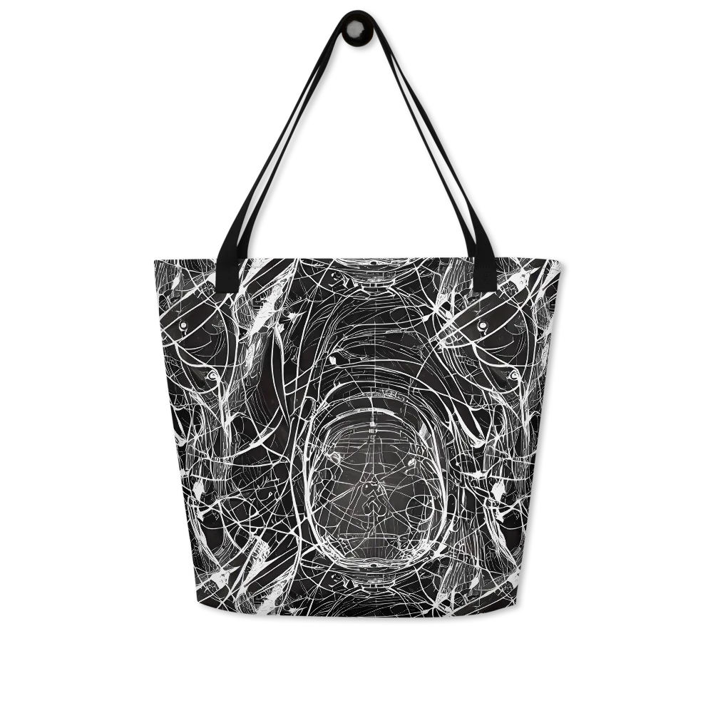 Nexus of Lines on Large Tote Bag W/ Pocket — Front