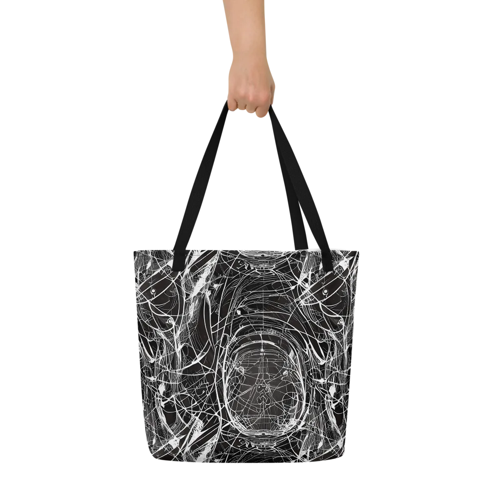 Nexus of Lines on Large Tote Bag W/ Pocket — Front