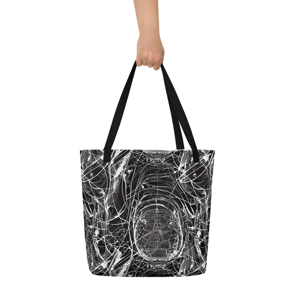 Nexus of Lines on Large Tote Bag W/ Pocket — Front