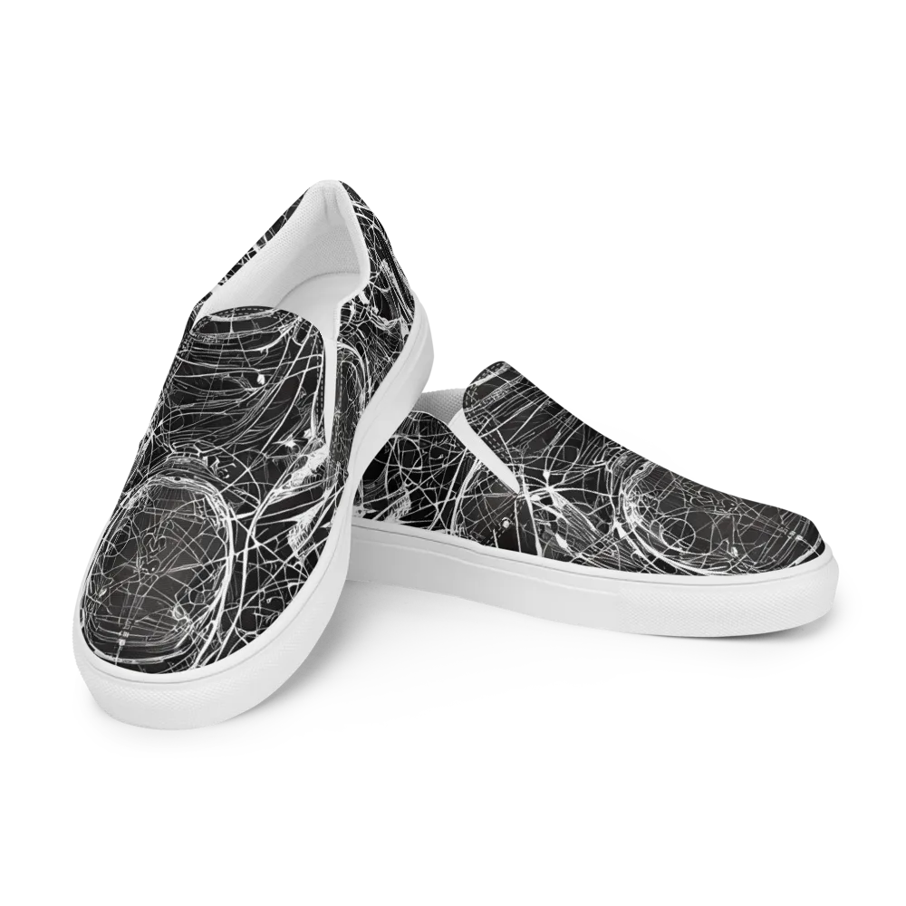 Nexus of Lines on Women's Slip-On Canvas Shoes — Left Front