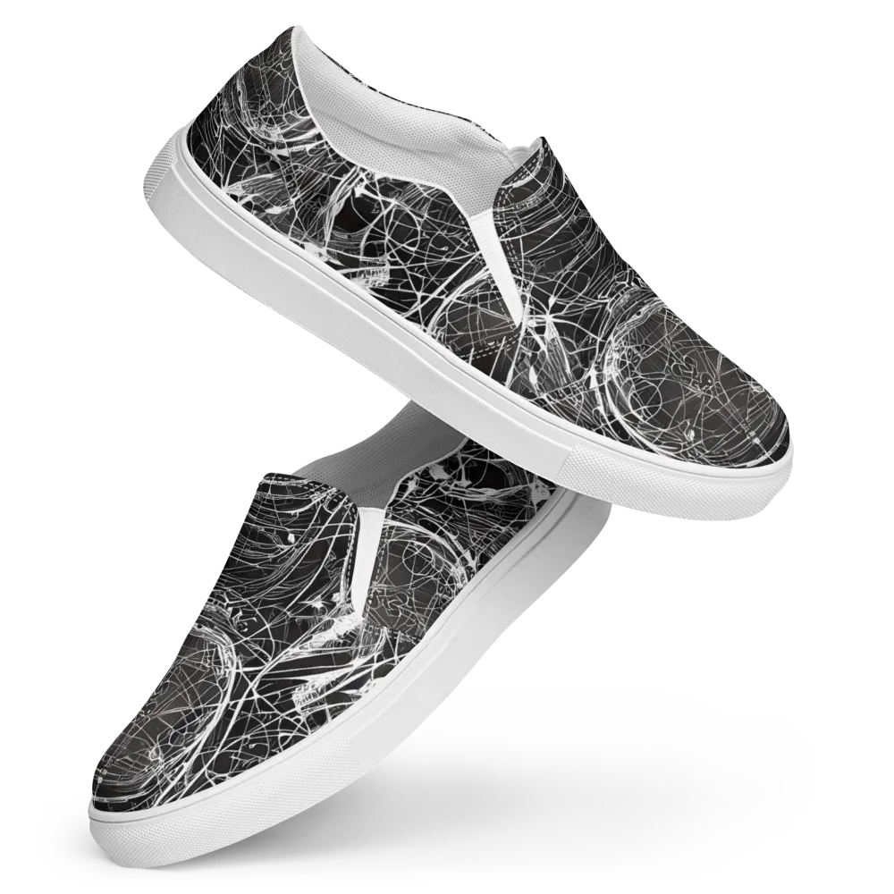 Nexus of Lines on Women's Slip-On Canvas Shoes — Front