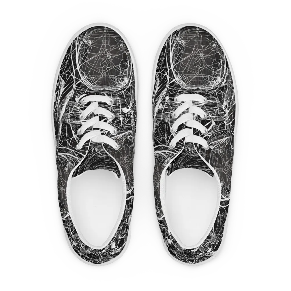 Nexus of Lines on Men's Lace-Up Canvas Shoes — Front