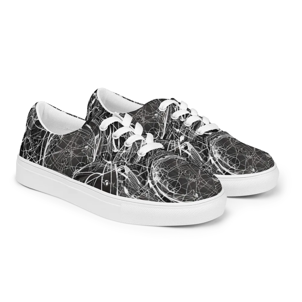 Nexus of Lines on Men's Lace-Up Canvas Shoes — Right Front