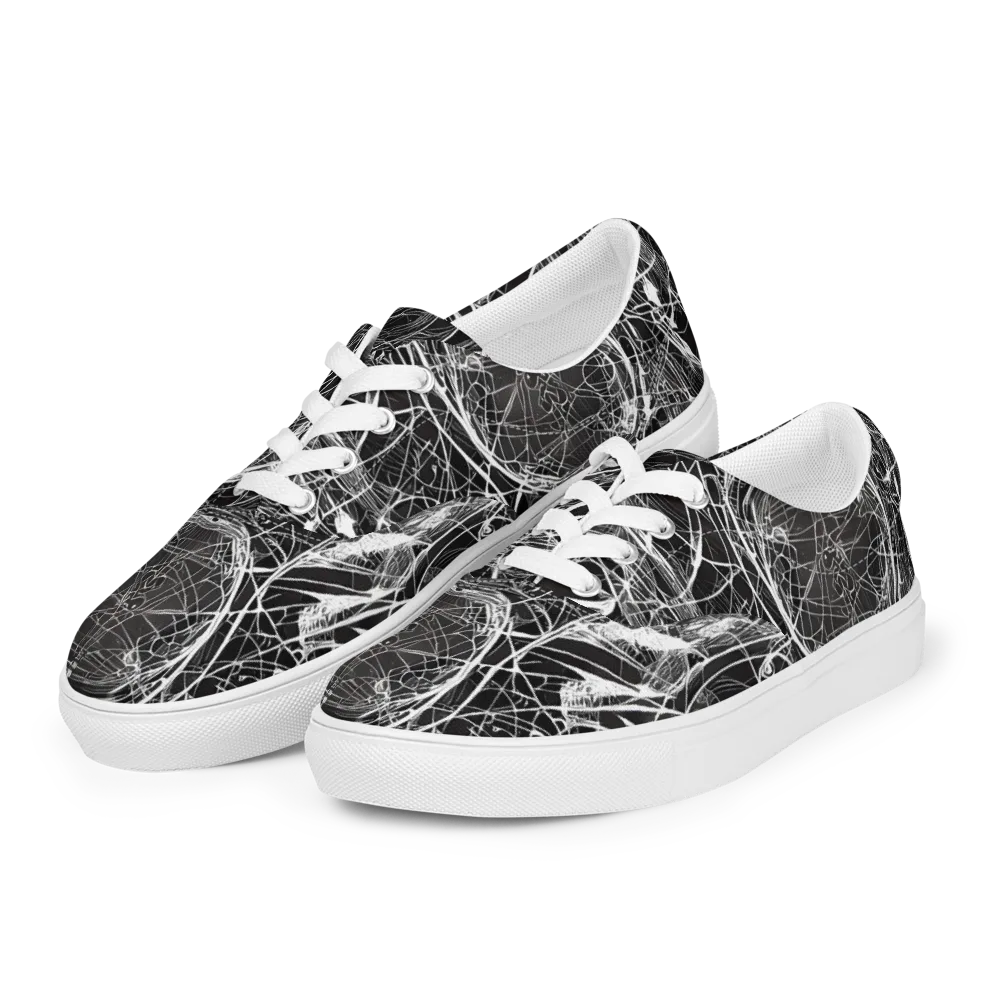 Nexus of Lines on Men's Lace-Up Canvas Shoes — Left Front