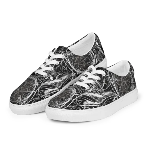 Nexus of Lines on a Men's Lace-Up Canvas Shoes