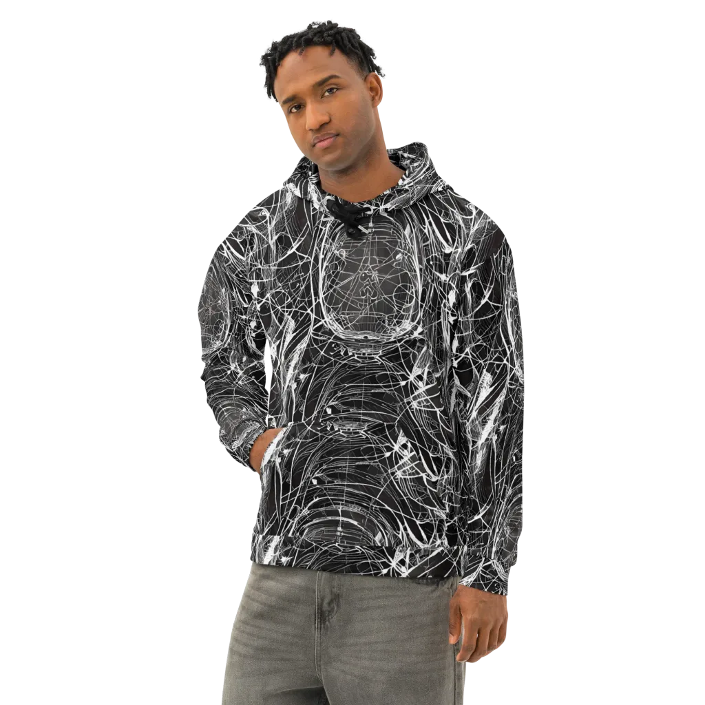 Nexus of Lines on Cotton Hoodie — Left Front