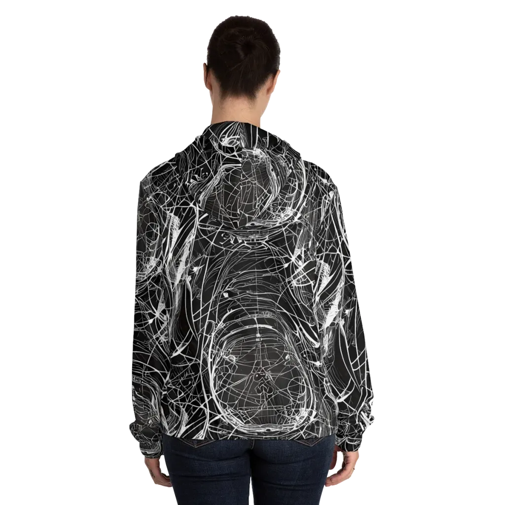 Nexus of Lines on Women's Full-Zip Hoodie — Back On Person