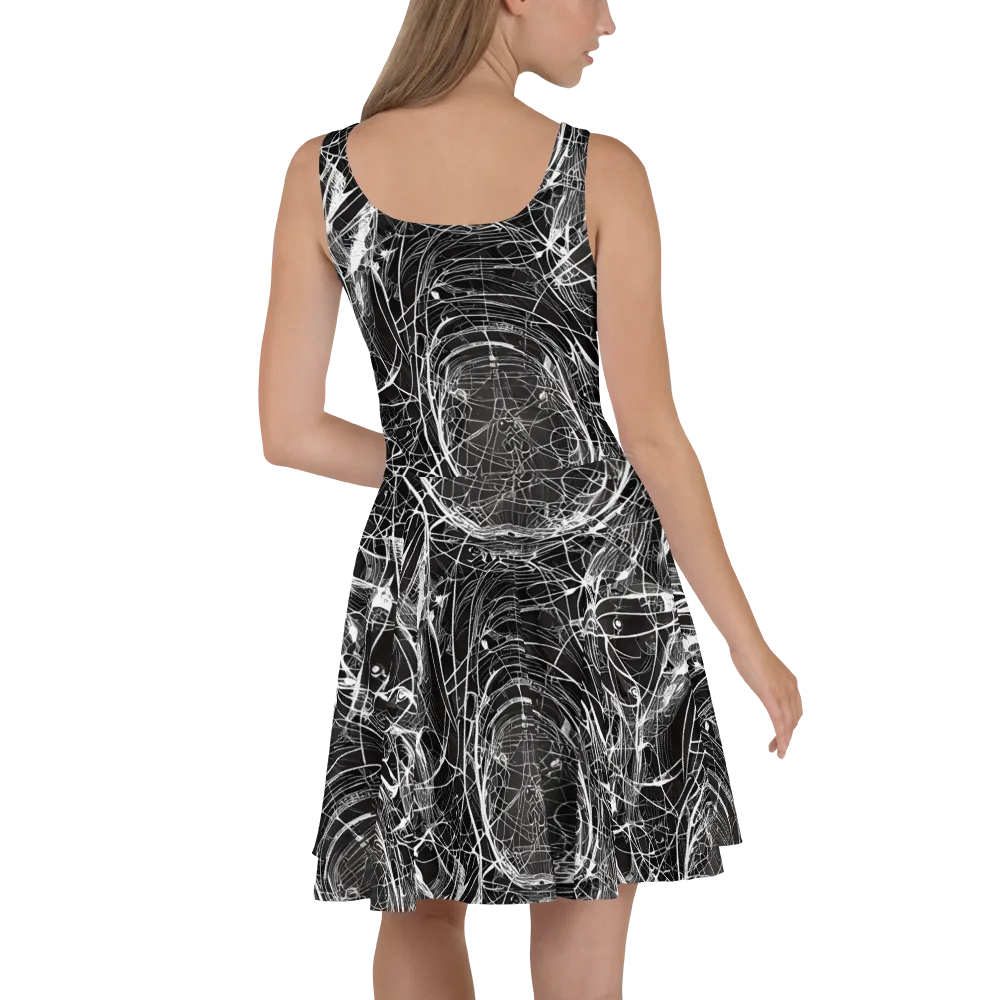 Nexus of Lines on Skater Dress — Back