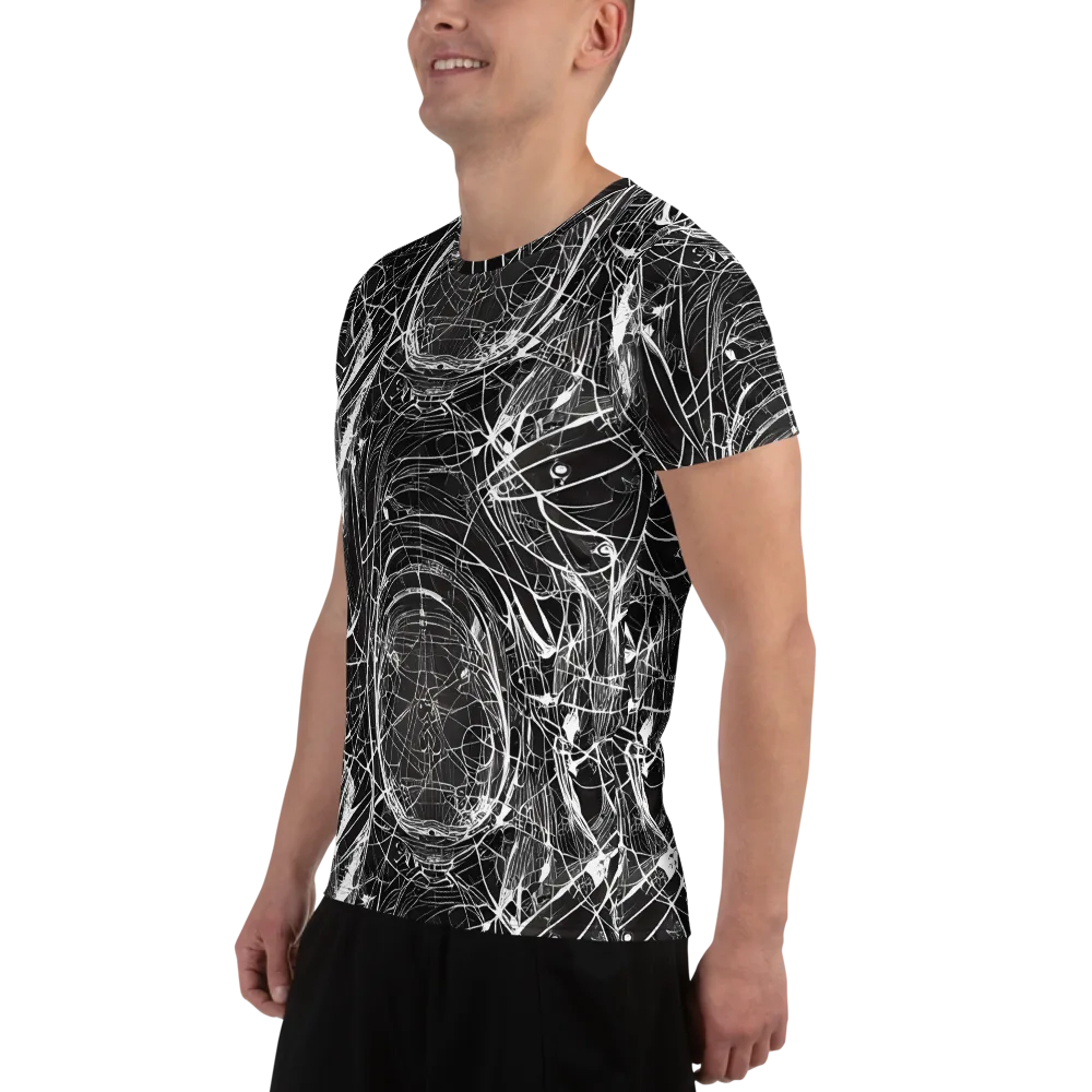 Nexus of Lines on Men's Athletic T-Shirt — Left
