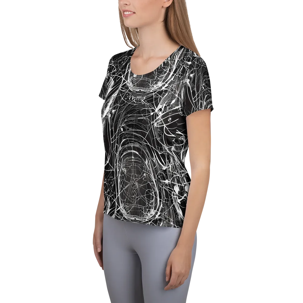 Nexus of Lines on Women's Athletic T-Shirt — Left