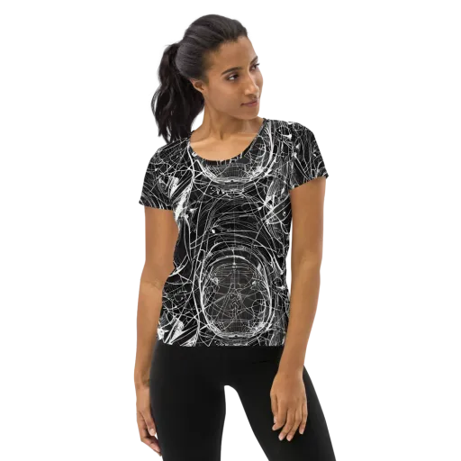 Nexus of Lines on a Women's Athletic T-Shirt