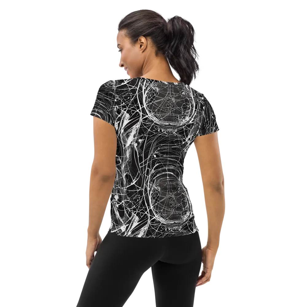 Nexus of Lines on Women's Athletic T-Shirt — Back
