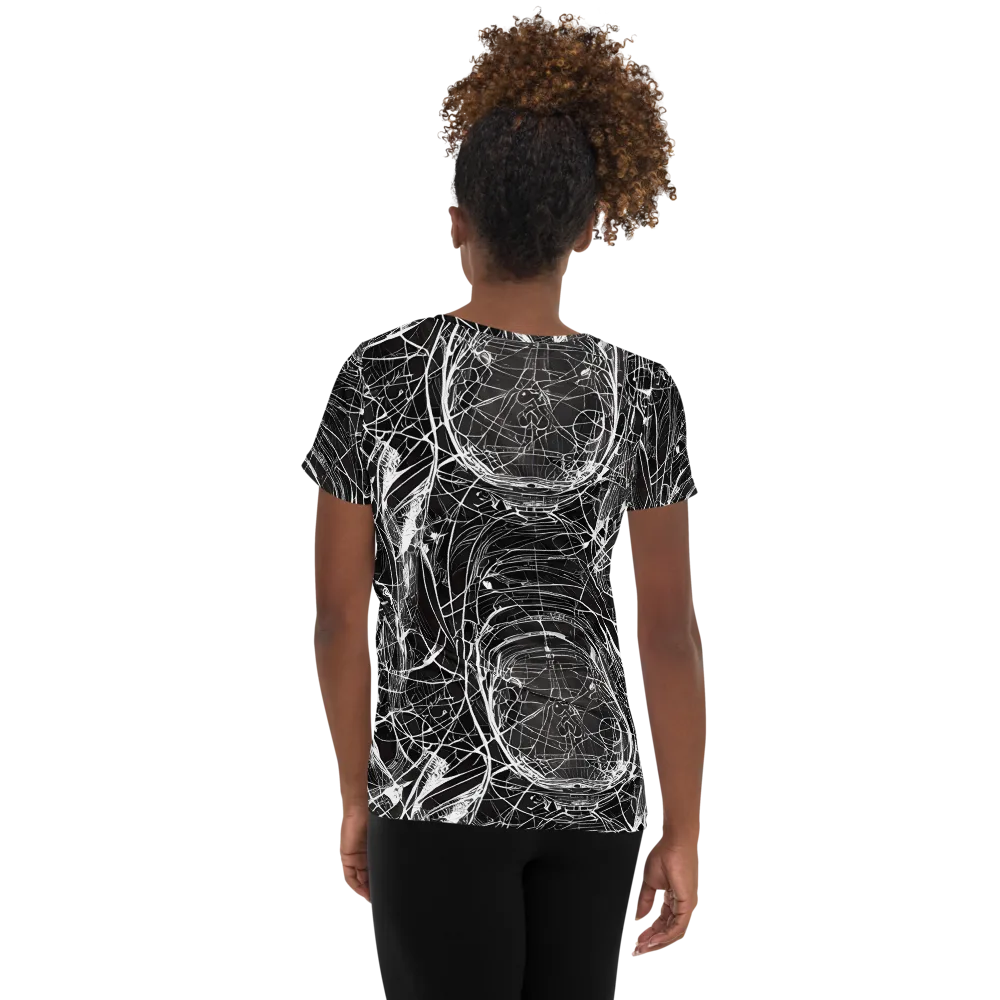Nexus of Lines on Women's Athletic T-Shirt — Back