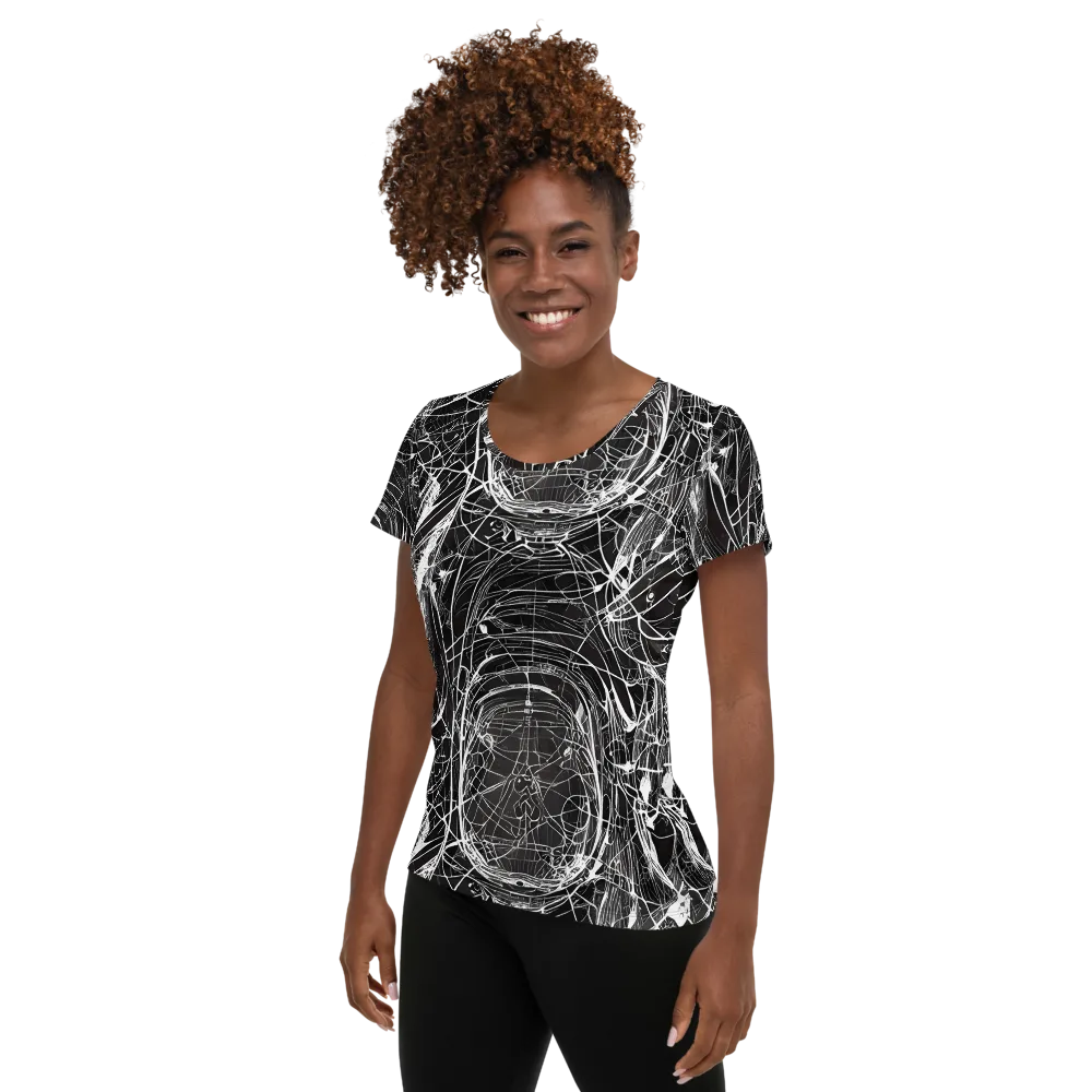 Nexus of Lines on Women's Athletic T-Shirt — Left