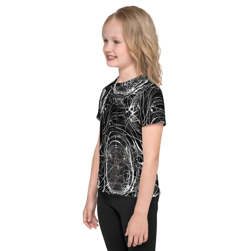 Nexus of Lines on Kids Crew Neck T-Shirt — Left