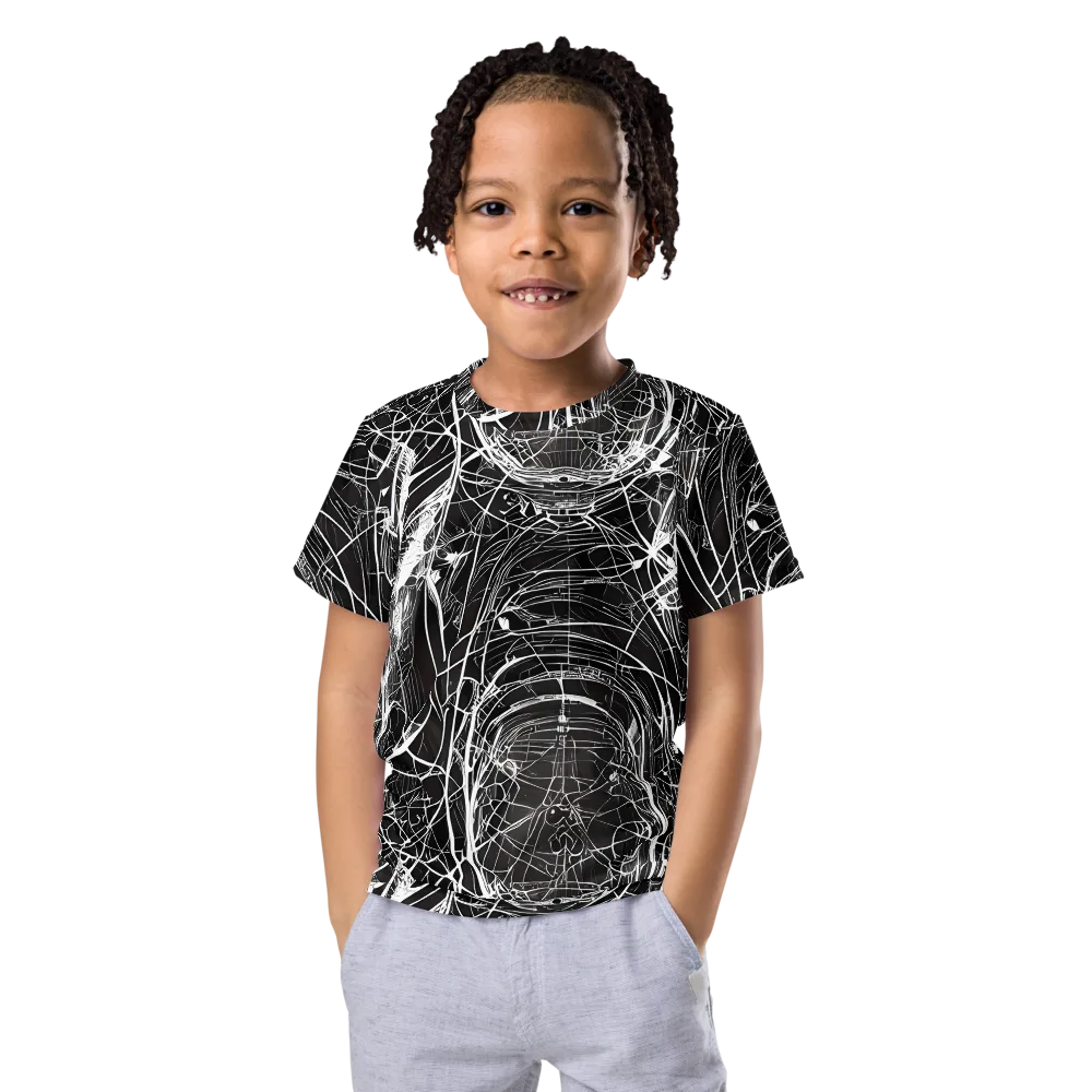 Nexus of Lines on Kids Crew Neck T-Shirt — Front