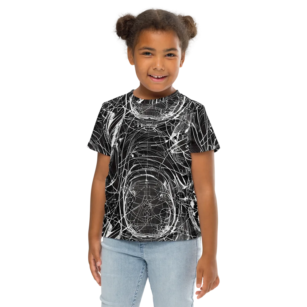 Nexus of Lines on Kids Crew Neck T-Shirt — Front